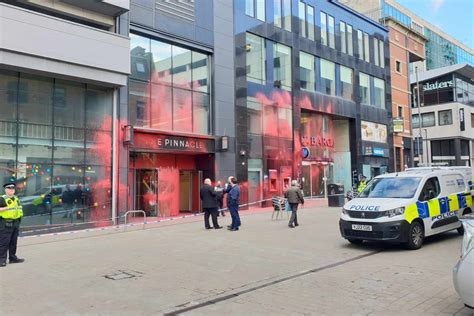 Seven arrested over Leeds city centre Barclays damage .